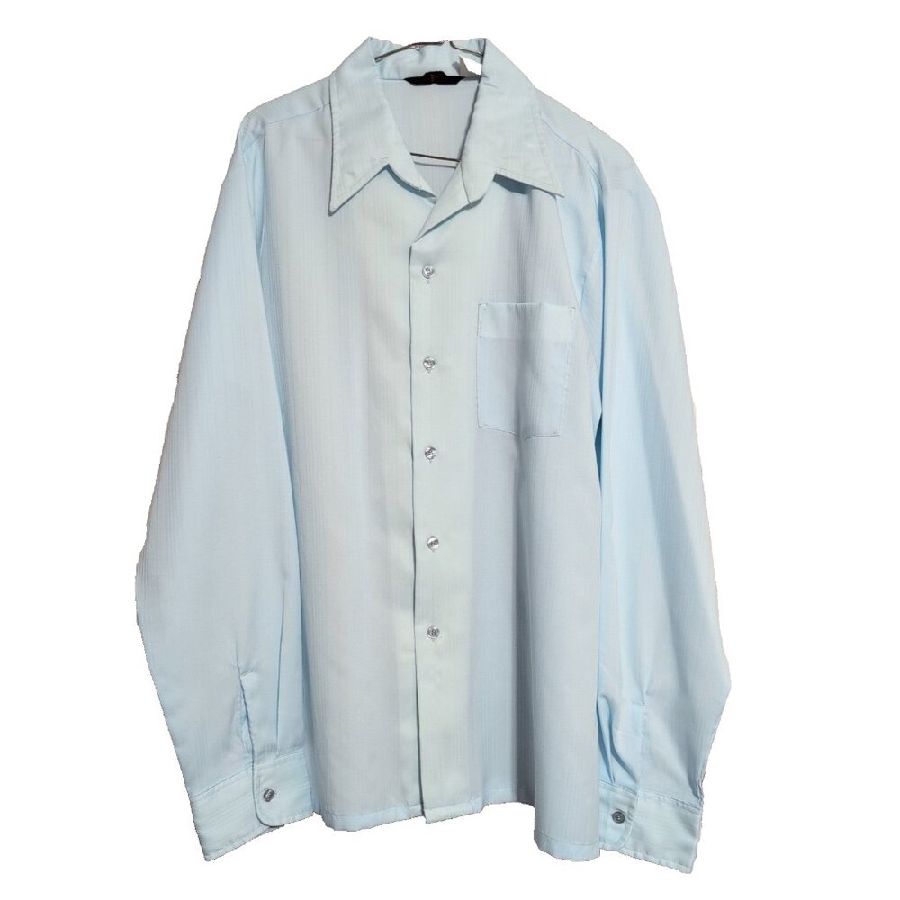 Vintage Adam Men's Dress Shirt sz XL 17-17.5 Light Blue VGC Made in Canada